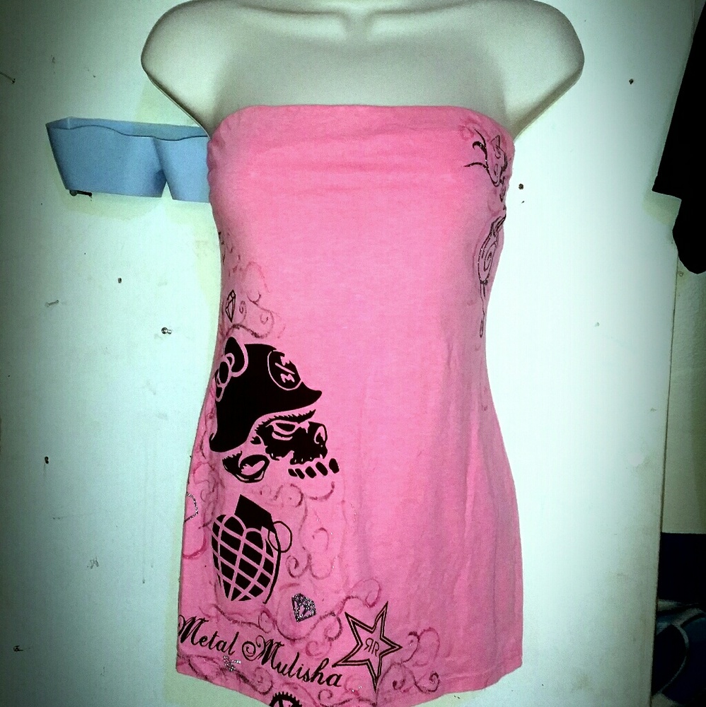 Custom metal mulisha large 11-13 pink tube top blk